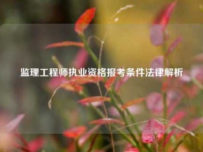 监理工程师执业资格报考条件法律解析