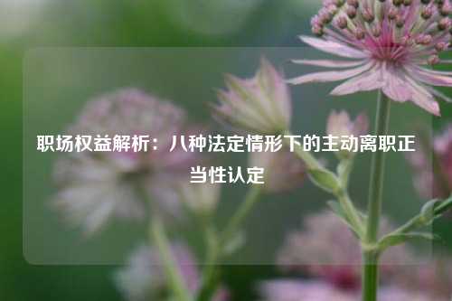 职场权益解析:八种法定情形下的主动离职正当性认定